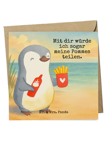 Mr. & Mrs. Panda Deluxe Karte Pinguin Pommes Design mit Spruch in Weiß