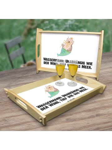 Mr. & Mrs. Panda Holztablett Wassermann Astrologie mit Spruch in Weiß