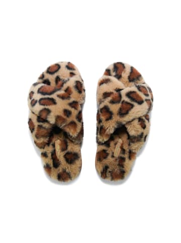 Flip Flop Hausschuh "cross*fur leo 2" in braun