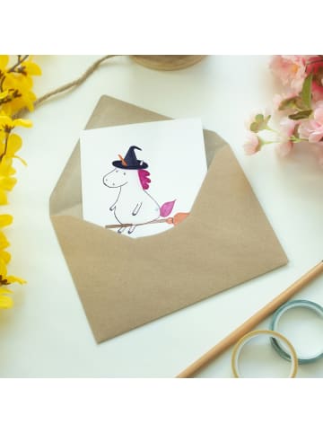 Mr. & Mrs. Panda Klappkarte Einhorn Hexe mit Spruch in Weiß