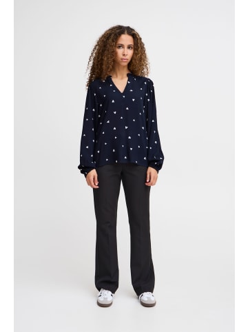 ICHI Langarm-Bluse IHVERA Regular fit in Total Eclipse Heart aop