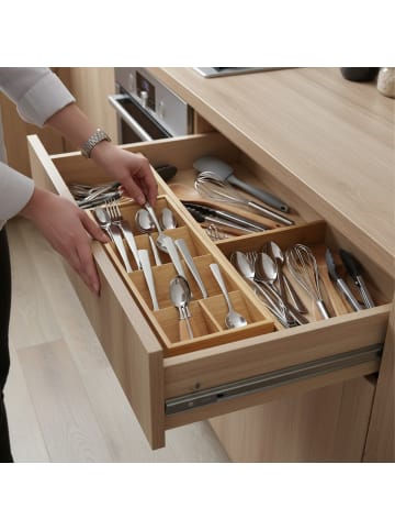 relaxdays Besteck-Organizer in Natur – (B)40 x (H)6 x (T)12 cm