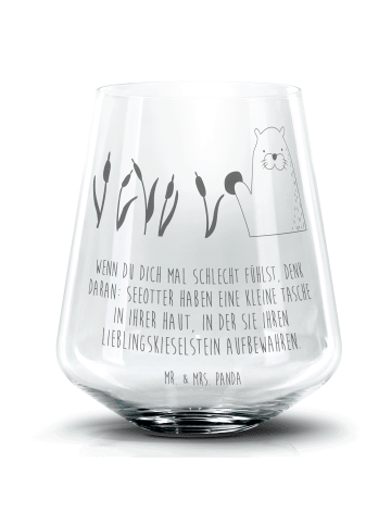 Mr. & Mrs. Panda Longdrinkglas Otter Stein mit Spruch in Transparent