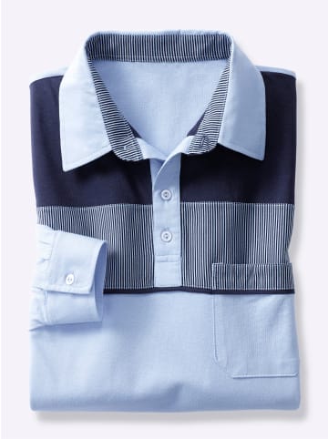 WITT WEIDEN Langarm-Poloshirt in bleu-marine