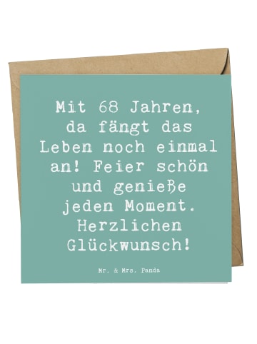 Mr. & Mrs. Panda Einladungskarte Spruch 68. Geburtstag Freude mi... in Meeresbrise
