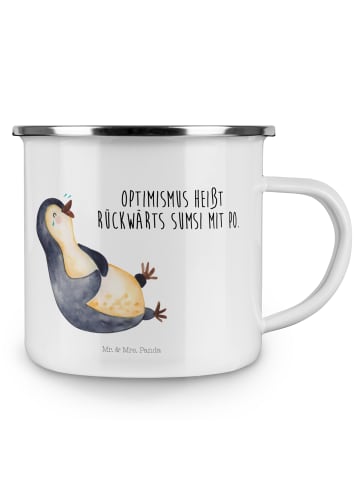 Mr. & Mrs. Panda Emaillebecher Pinguin Lachen mit Spruch in Weiß