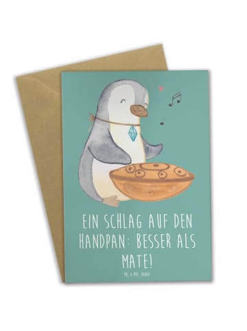 Mr. & Mrs. Panda Grußkarte Handpan Zauber mit Spruch in Meeresbrise