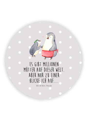 Mr. & Mrs. Panda Rund Magnet Pinguin mit Kind mit Spruch in Grau Pastell