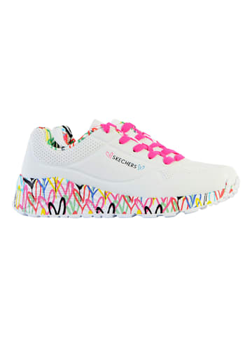 Skechers Uno Lite-Lovely Luv Schnür-Sneaker für Kinder (niedrige Sohle) Weiß