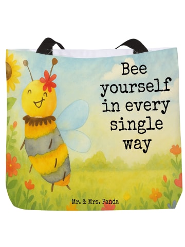Mr. & Mrs. Panda Tote Bag Biene Blume Design mit Spruch in Weiß