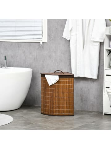 HOMCOM Wäschekorb-38L x 38B x 57H cm-Braun