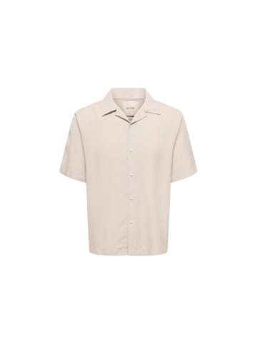 ONLY & SONS Beige Tencel Kurzarmhemd