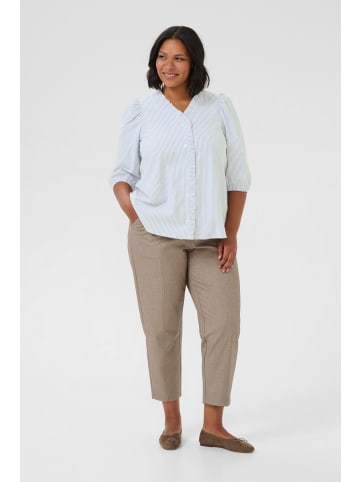 KAFFE curve Langarm-Bluse KCosina A-shape in White/Black oxford stripe