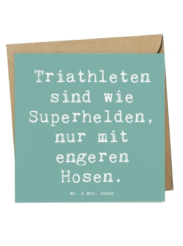 Mr. & Mrs. Panda Einladungskarte Spruch Triathlon Superheld mit ... in Meeresbrise