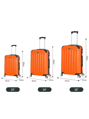 Cheffinger Reisekoffer Koffer 3 tlg Hartschale Trolley Set Kofferset Handgepäck in Orange