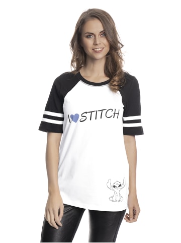 Disney T-Shirt Lilo & Stitch I Heart Stitch Raglan in weiss/schwarz