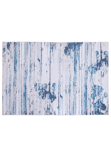 Beliani Kurzflor BURDUR in Blau/Beige - (W) 140 x (H) 0.5 x (L) 200 cm