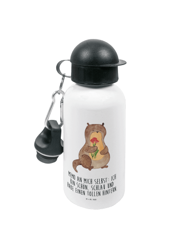 Mr. & Mrs. Panda Kindertrinkflasche Otter Blumenstrauß mit Spruch in Weiß