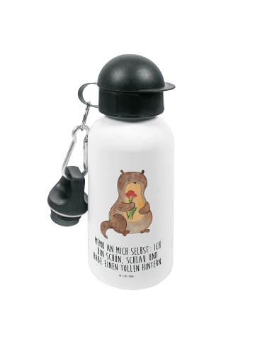 Mr. & Mrs. Panda Outdoor Trinkflasche Otter Blumenstrauß mit Spruch in Weiß