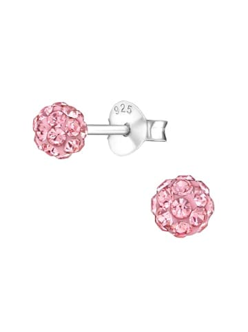 Alexander York Ohrringe, Ohrstecker BALL KRISTALL rosa in 925 Sterling Silber, 2-tlg.