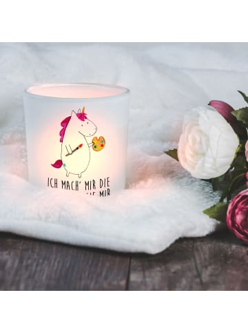 Mr. & Mrs. Panda Windlicht aus Glas Einhorn Künstler mit Spruch in Transparent