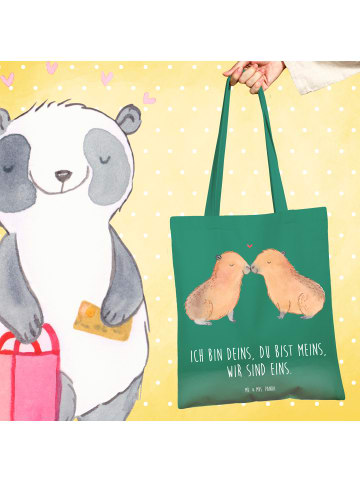 Mr. & Mrs. Panda Stoffbeutel Capybara Liebe mit Spruch in Mint