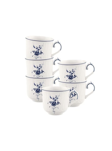 Villeroy & Boch 6er Set Mokka-/Espressotassen Vieux Luxembourg 70 ml weiß-blau in weiß-blau
