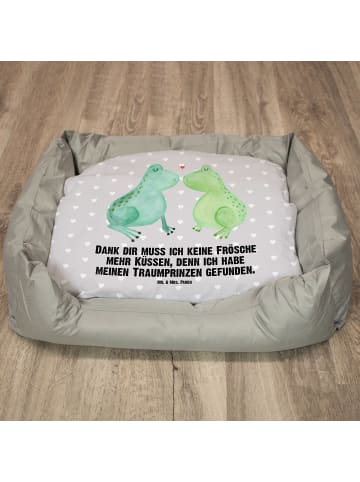 Mr. & Mrs. Panda Hundekissen Frosch Liebe mit Spruch in Grau Pastell