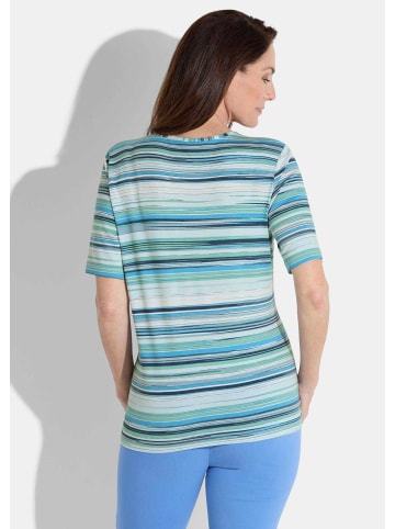 GOLDNER Blusenshirt im Streifen-Look in blau / mint / weiß / gemustert