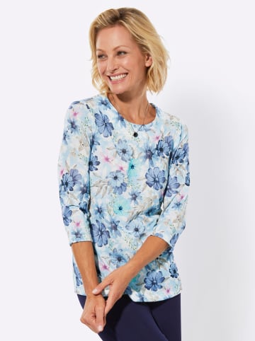 WITT WEIDEN Rundhals-Shirt in eisblau-taubenblau-bedruckt