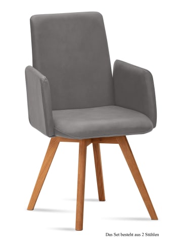 58 aufm Kessel ARMLEHNSTUHL (2er-Set) Dilys 52x92x60 Eiche geölt/Grau