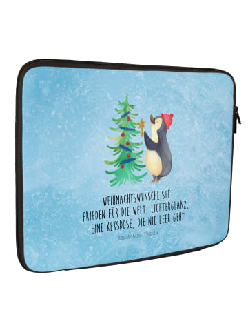 Mr. & Mrs. Panda Laptop Hülle Pinguin Weihnachtsbaum ohne Spruch in Eisblau