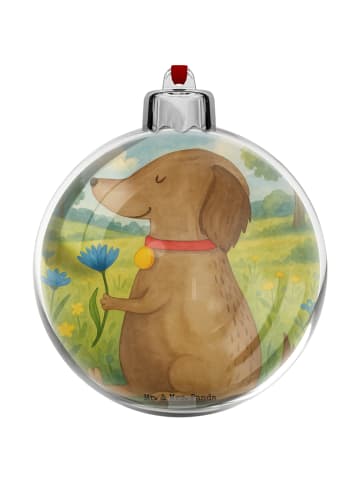 Mr. & Mrs. Panda Kunststoff Weihnachtskugel Hund Blume Design oh... in Weiß