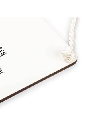 Mr. & Mrs. Panda Wandbild Holz Giraffe Blumenkranz mit Spruch in Weiß