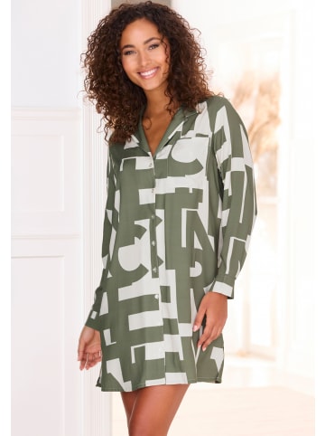 French Connection Nachthemd in grün-weiß-gemustert