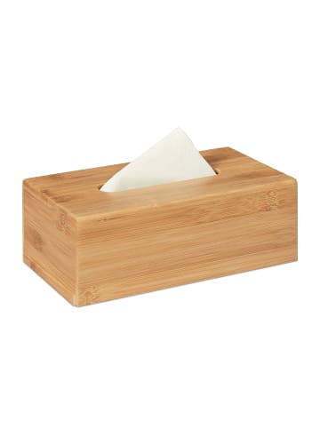 relaxdays 2 x Kosmetiktücherbox in Natur - (B)24,5 x (H)8,5 x (T)13,5 cm