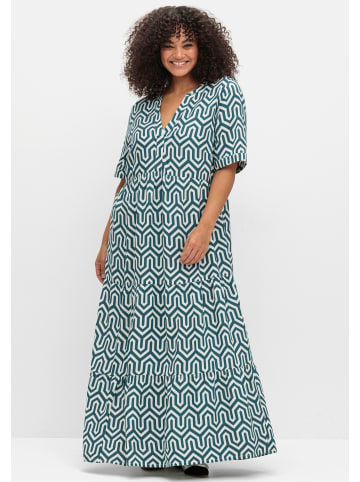sheego Maxikleid in petrol-gemustert