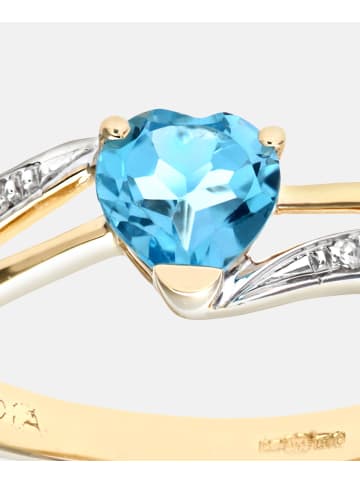 Diamant L'éternel Ring aus 375 Gelbgold mit Diamant mit Topas Herz-Design