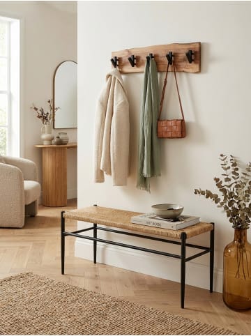 KADIMA DESIGN Design Wandgarderobe Akazie Massivholz / Metall 60 x 17 x 9 cm