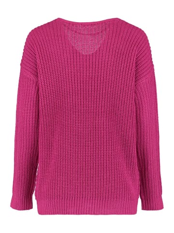 Hailys Weicher Grobstrick Pullover mit V-Streifen Design Sweater Pi44pa in Pink