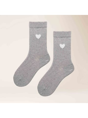 Kunert Socken Cosy Cashmere Heart weich in Lichtgrau