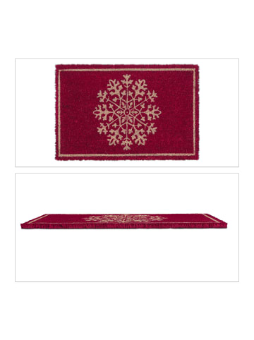 relaxdays Fußmatte "Schneeflocke" in Natur/ Rot - (B)60 x (T)40 cm