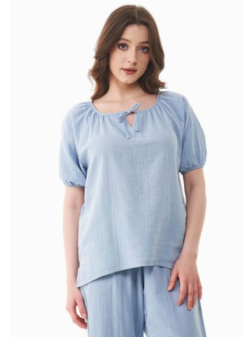 Organication Bluse "WOR17115" in Eisblau