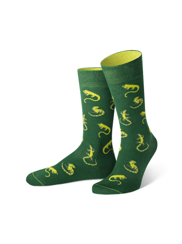 von Jungfeld Gemusterte Socken mit Leguan Icon in Grün