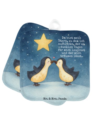 Mr. & Mrs. Panda Topflappen Pinguin Liebe Design mit Spruch in Weiß