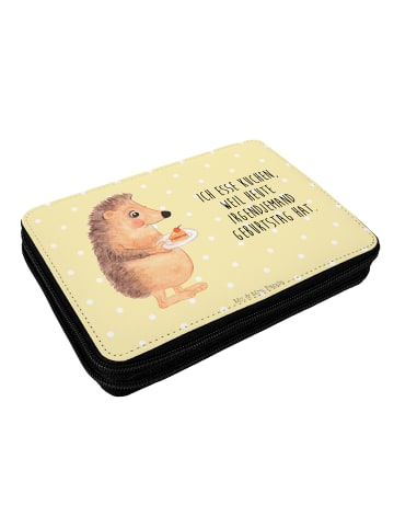 Mr. & Mrs. Panda Menschrmäppchen Igel Kuchenstück mit Spruch in Gelb Pastell