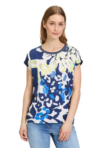 Betty Barclay Blusenshirt mit Aufdruck in Dunkelblau/Weiß