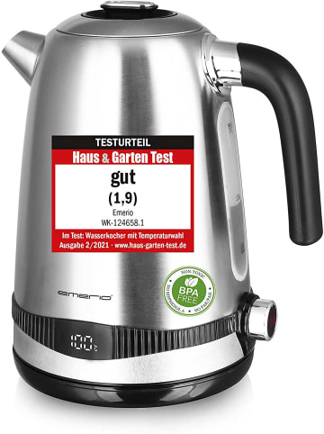Emerio WK-124658.1 Edelstahl Wasserkocher Temperatur-Einstellung ab 40C