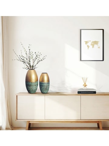 FineBuy Blumentopf in Gold / Aluminium / 25x25x47