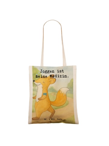 Mr. & Mrs. Panda Tragetasche Fuchs Joggen Design mit Spruch in Weiß